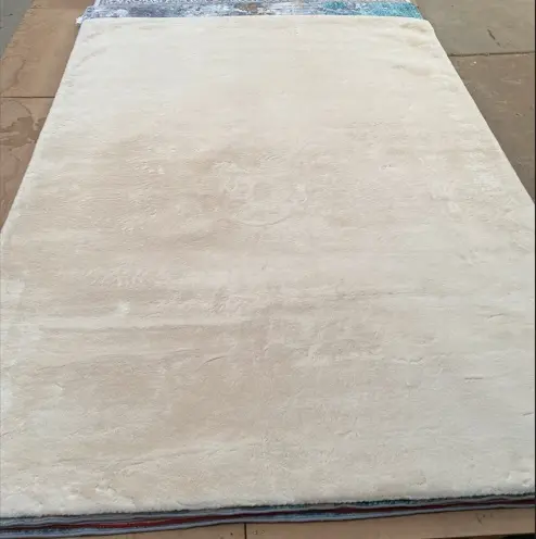 [RBTbeige200x280] Rabbit Fur Beige Carpet / Cream Rug (200cm x 280cm (6.56ft x 9.19ft ))