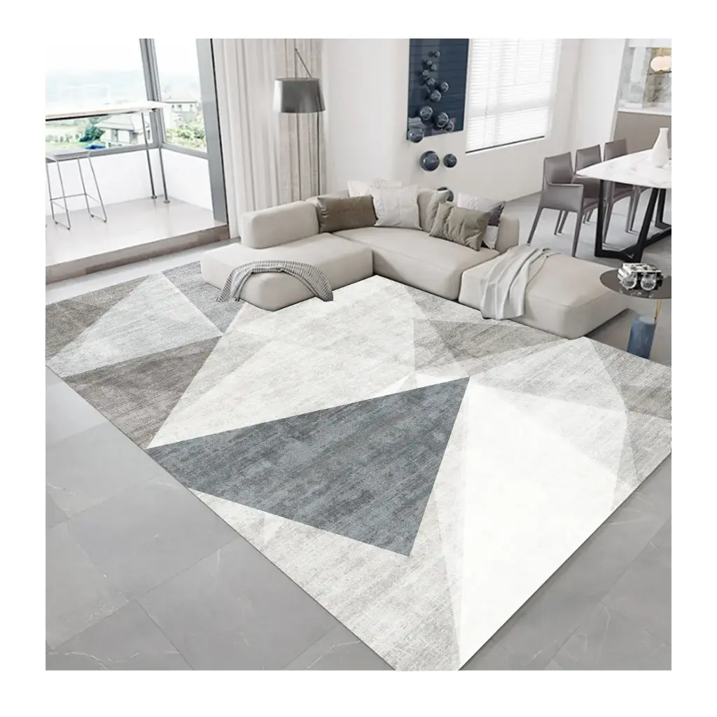 [S35muaz160x230] Smoke Grey and White Triangle Carpet Contemporary Decorative Look Sw (160cm x 230cm ( 5.25ft x 7.55ft ))