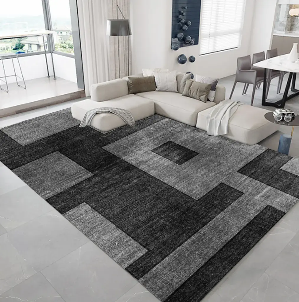 [S77muaz160x230] Black-Gray Rug Carpet Modern Style Rug Sw (160cm x 230cm ( 5.25ft x 7.55ft ))