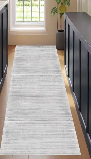 [SH19muaz80x200] Plain Color Hallway Rug – Subtle Elegance in Grey and White Runner Carpet Sw (80cm x 200cm ( 2.62 ft x 6.56 ft ))