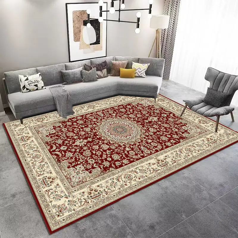 [Cas03muaz160x230] Red Cream Medallion Rug – Cashmere Feel Carpet (160cm x 230cm ( 5.25ft x 7.55ft ))