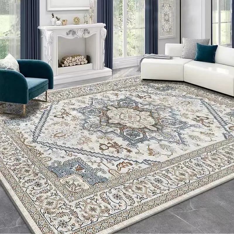[Cas08muaz160x230] Vintage Floral Royal Rug Blue-White Ivory – Cashmere Feel Carpet (160cm x 230cm ( 5.25ft x 7.55ft ))