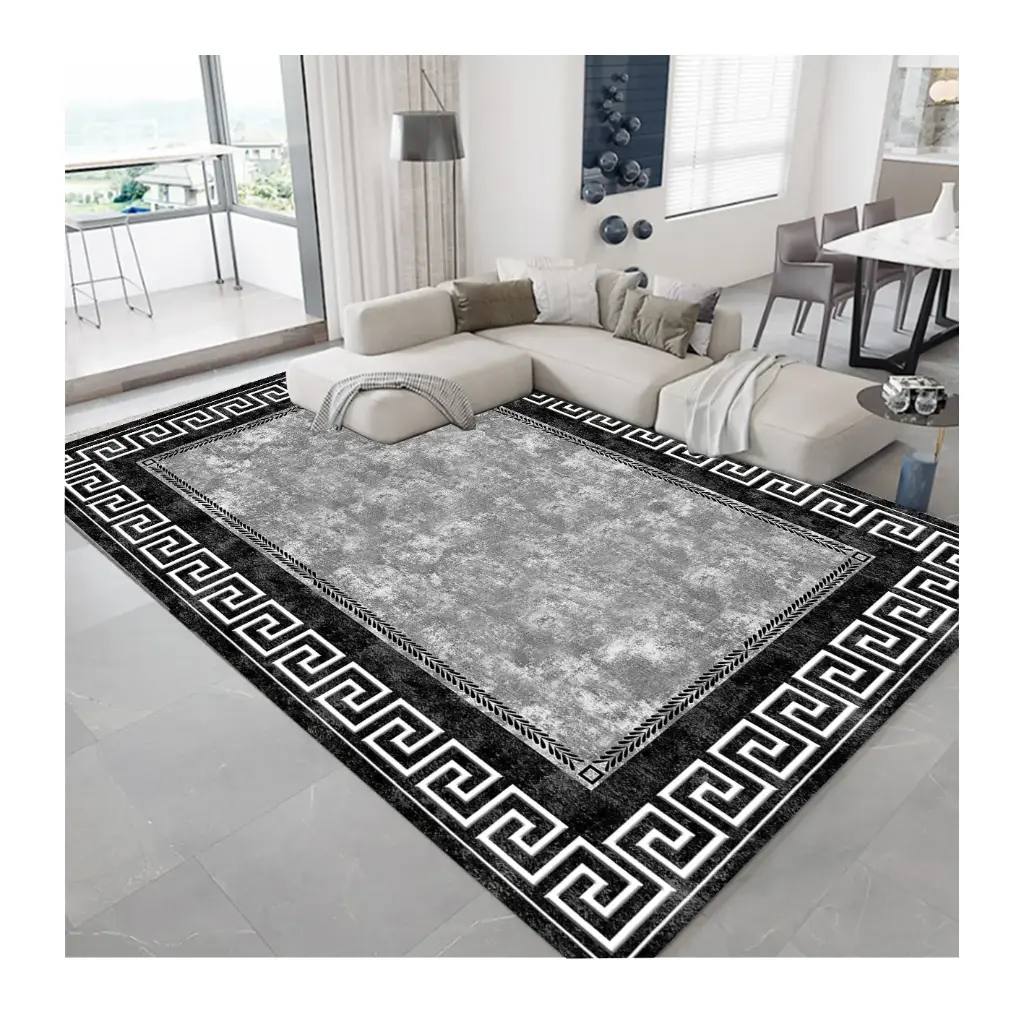[Cas13muaz160x230] Decorative Elegant Modern Rug Black-Grey-White Cashmere Feel Carpet (160cm x 230cm ( 5.25ft x 7.55ft ))