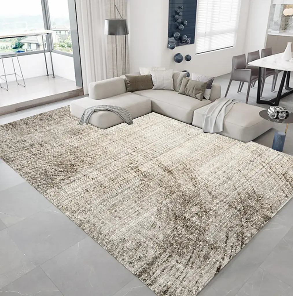[Cas19muaz160x230] Simple Rug in Beige and Brown - Desert Wave Pattern Cashmere Feel Carpet (160cm x 230cm ( 5.25ft x 7.55ft ))