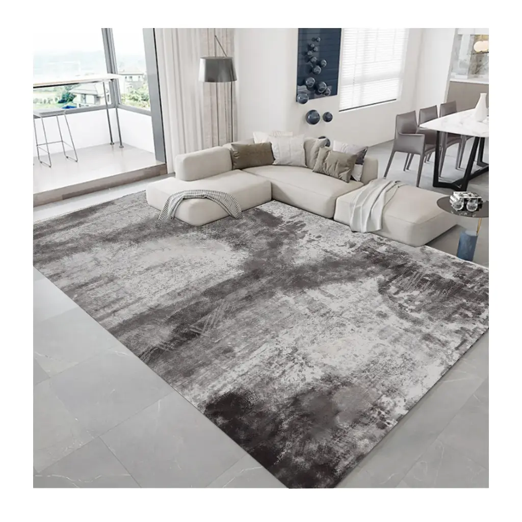 [Cas20muaz160x230] Abstract Dark Grey Modern Rug – Smokeshade Abstract Rug – Cashmere Feel Carpet (160cm x 230cm ( 5.25ft x 7.55ft ))