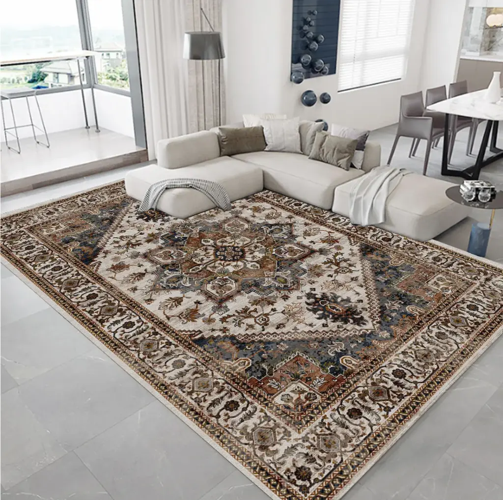 [Cas33muaz160x230] Ethnic Anatolian Vintage Beige Brown and Cream Hues Rug Rustic Old Village Cashmere Feel Carpet (160cm x 230cm ( 5.25ft x 7.55ft ))