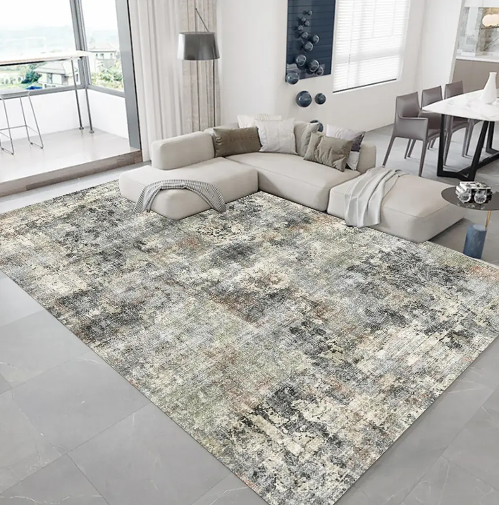 [S85muaz120x160] Modern Pattern Rug – Beige, Brown, and Blue Tones Carpet Sw (120cm x 160cm ( 3.94ft x 5.25 ft ))