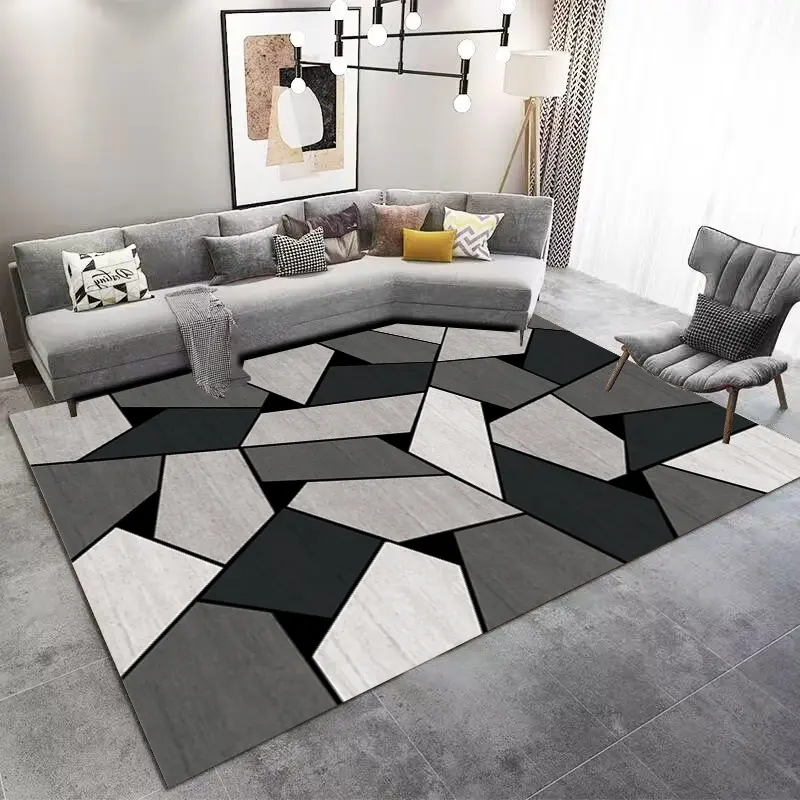 Geometric Design Black-Gray Rug Carpet Sw