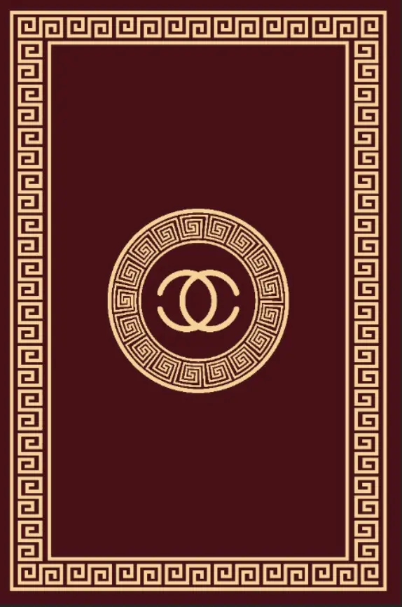 Luxury Style Burgundy-Gold Border Carpet Royal Red Rug Sw