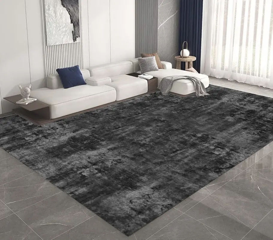 Modern Charcoal Black-Gray Floor Rug Dark Grey Carpet Sw