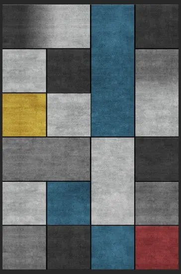 Modern Multicolor Block Pattern Rug Artistic Red-Blue-Yellow-Grey Square Style Carpet