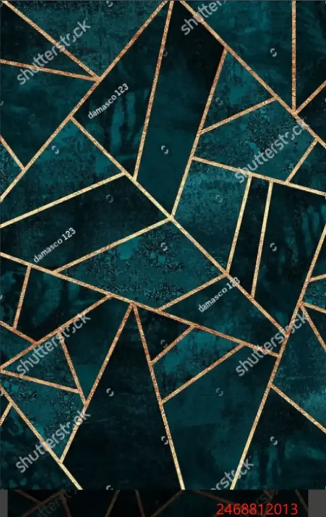 Luxury Design Emerald Green and Gold Geometric Rug Teal Carpet