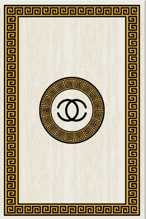 Luxury Desing Off White and Gold Medallion Rug Sw