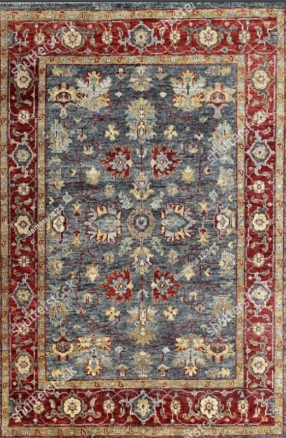 Vintage Red and Blue Floral Rug Elegant  Decorative Carpet