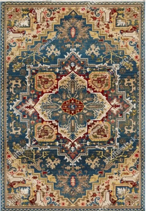 Persian Style Carpet Elegant Navy and Beige Floral Rug Sw