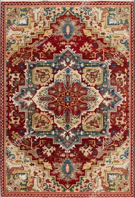 Royal Red and Multicolor Traditional Persian Style Red Carpet