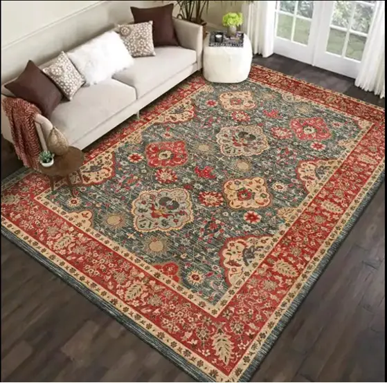 Traditional Oriental Motif Area Carpet Royal Red-Beige Area Rug Sw