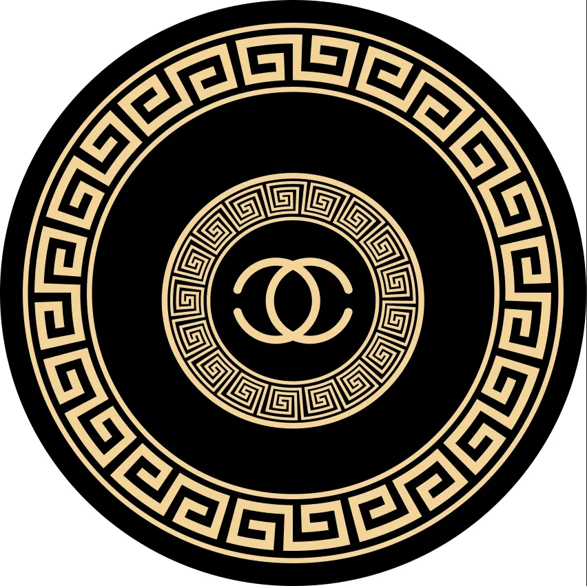 Luxury Design Black and Gold Round Rug Circular Carpet Sw