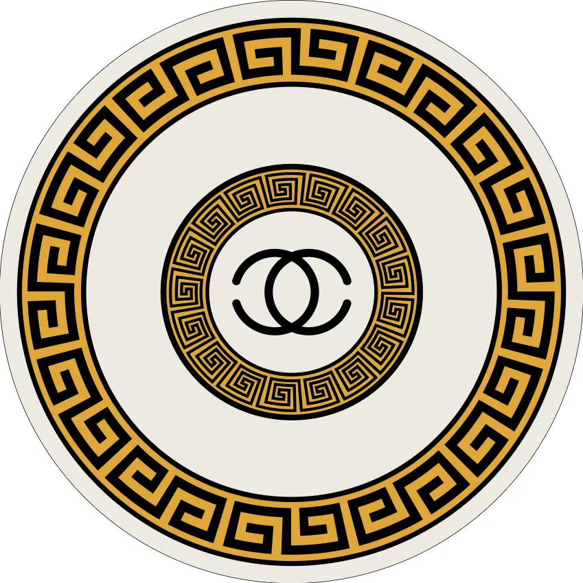 Luxury Design Ivory and Gold Elegance Round Rug Sw