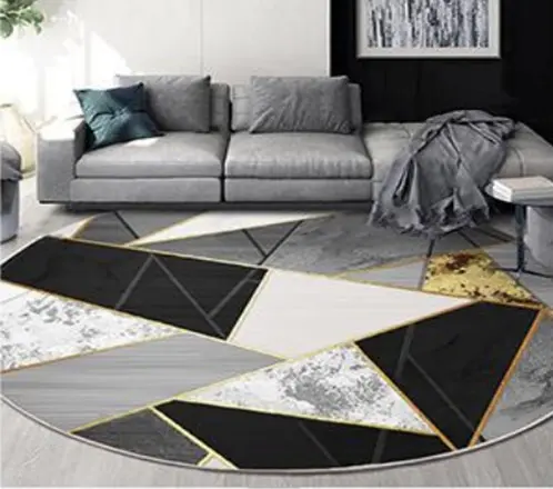 [SR04muaz140x140] Modern Geometric Round Rug Sw (140cm x 140cm ( 4.6ft x 4.6ft ))