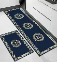 Navy Blue-Gold Kitchen Mat Set 50*80+50*160cm Mf