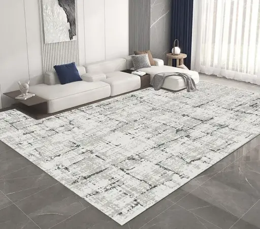 Modern Abstract White Grey-Black Rug Gray Carpet Sw
