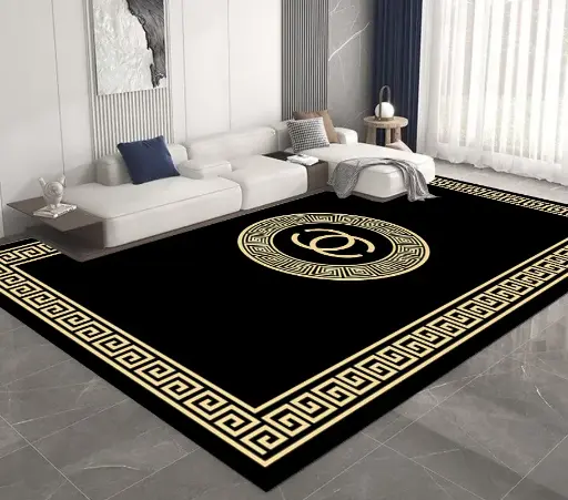 Luxury Style Black and Gold Medallion Rug Sw