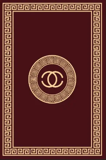 Luxury Style Burgundy-Gold Border Carpet Royal Red Rug Sw
