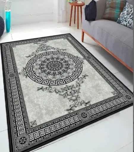 Antique Elegant Greek Key Border Area Carpet Sw