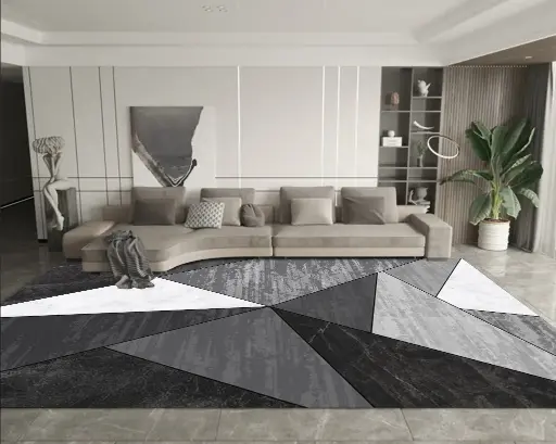[S24muaz200x300] Modern Monochrome Geometric Rug Black-Gray Rug Area Carpet Sw