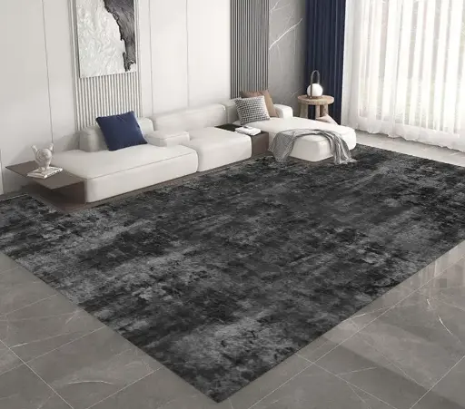 Modern Charcoal Black-Gray Floor Rug Dark Grey Carpet Sw