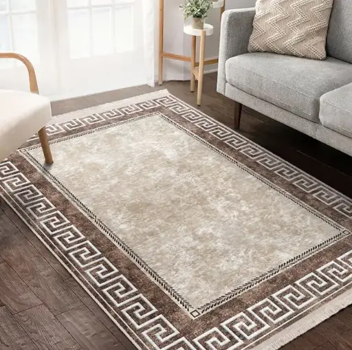 Elegant Rug Beige and Brown Modern Carpet Sw