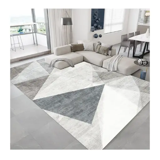 Smoke Grey and White Triangle Carpet Contemporary Decorative Look Sw