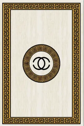 [S42muaz200x300] Luxury Desing Off White and Gold Medallion Rug Sw