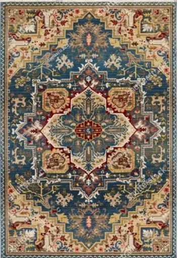 [S48muaz200x300] Persian Style Carpet Elegant Navy and Beige Floral Rug Sw