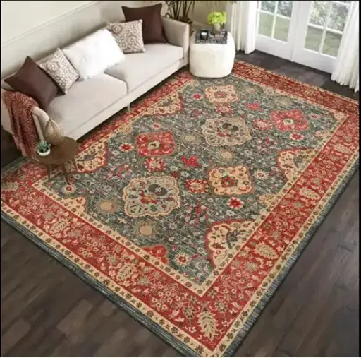 Traditional Oriental Motif Area Carpet Royal Red-Beige Area Rug Sw