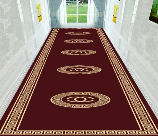 Luxury Style Burgundy-Gold Hallway Carpet Royal Red Runner Rug Sw