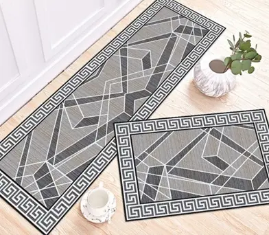 [SK02muazK] Geometric Maze Kitchen Mat Set 50*80+50*160cm Mf