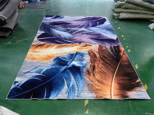 [S59muaz200x300] Purple Blue Orange Feather Carpet Modern and Artistic Design Rug Sw