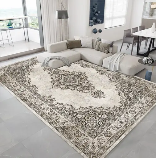 Medallion Style Carpet – Soft and Traditional Gray Rug Sw