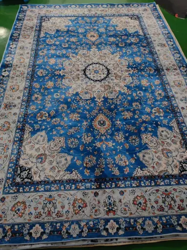 Turquoise Base Classic Carpet – Elegant Persian Pattern Blue Rug Sw
