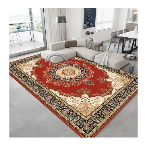 Classic Ottoman Style Rug Handwoven Look with Central Medallion Carpet Sw