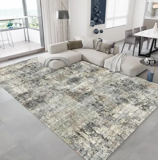 Modern Pattern Rug – Beige, Brown, and Blue Tones Carpet Sw