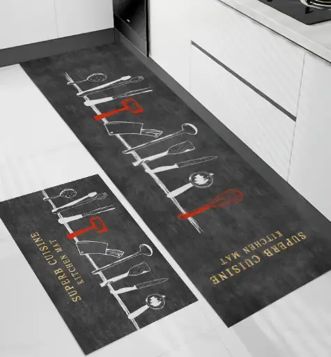 [SK16muazK] Superb Cuisine Kitchen Mat Set – Non-Slip Anti-Fatigue Rugs (2pcs) Mf